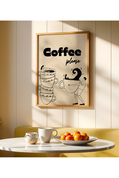 Creatick Design Kahve Köşesi Dekoratif Ahşap Çerçeveli Tablo Kahve Kafe Mutfa...