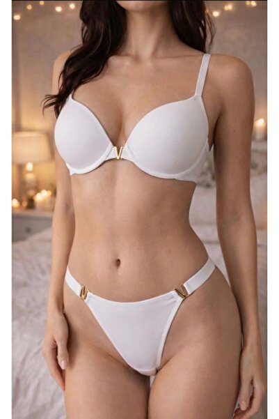 TAŞDELEN AVM Violet Model V Detailed Black Supported Underwire Bra Set