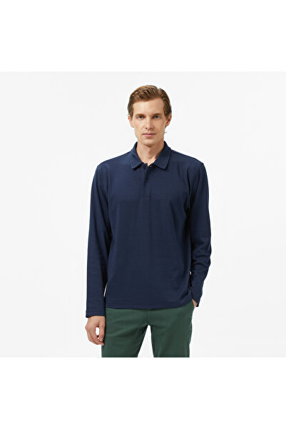 Nautica Men's Navy Blue Classic Fit Long Sleeve Polo Neck T-Shirt