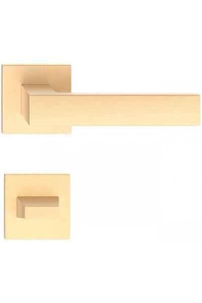 THG CUBE slim gold satin door handles with WC rosette