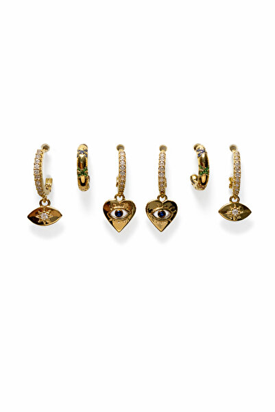 PaminBags Aksesuar Heart Detailed 6-Piece Earring Set Lns00189