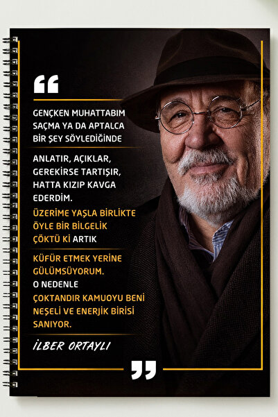 BLACKONECLASS İLBER ORTAYLI TEMALI A5 Metal Spiralli Çizgisiz kalın bristol K...