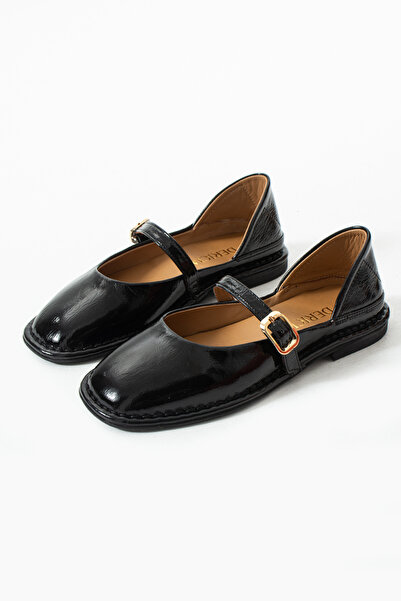dericia shoes حذاء باليه نسائي مريح يوميًا من الجلد الطبيعي باللون الأسود من ...