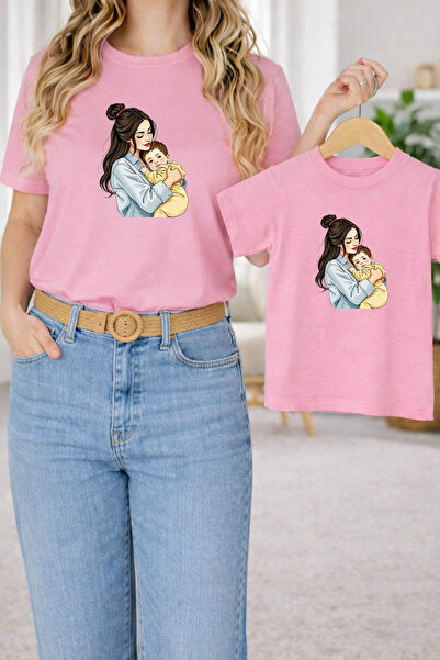 LORVEX Tricou Mamă-Fiică Combinație Oversize – Tricou cu imprimeu Mamă și Cop...