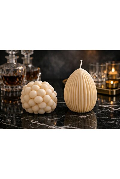 Rovitech Set de 2 lumânări decorative lucrate manual din ceară de soia – Parf...