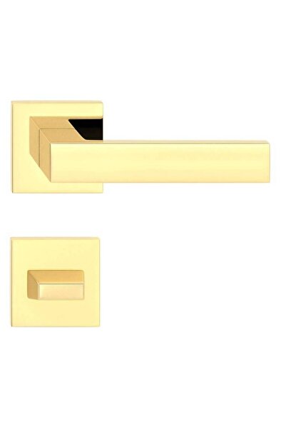 THG CUBE slim golden glossy door handles with WC rosette