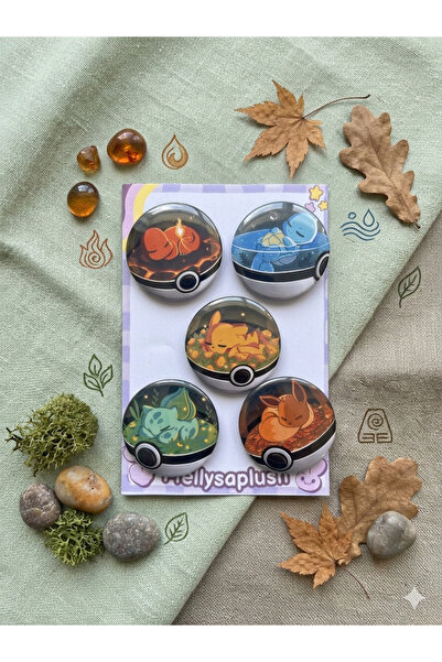 mellysaplush Pokemon Rozet Seti 5’li - 44mm