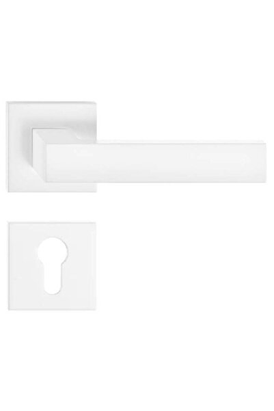 THG CUBE (FOCUS) Slim White Matte Door Handle with Lock Rosette
