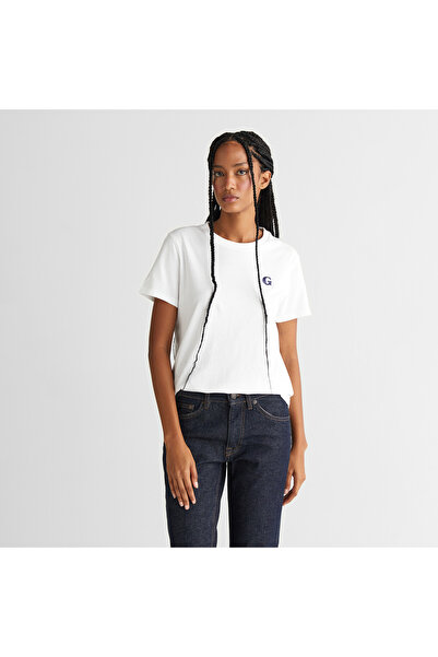 Gant Kadın Beyaz Regular Fit Bisiklet Yaka T-Shirt