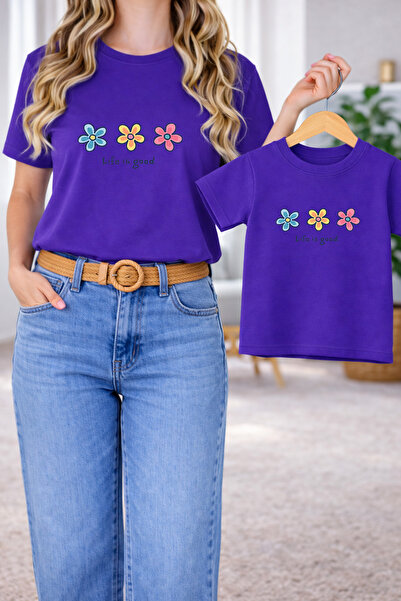 LORVEX Тениска за майка и дъщеря, овърсайз – Тениска с принт  "Майка и дете "...