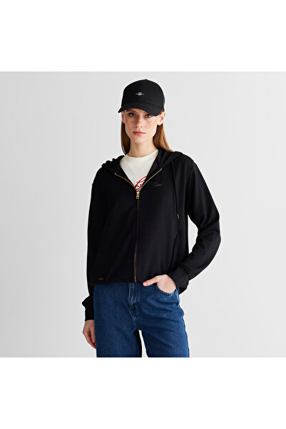 Gant Kadın Siyah Regular Fit Fermuarlı Sweatshirt