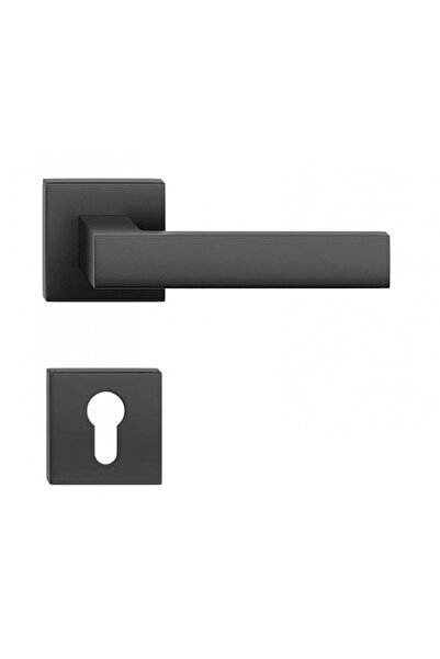 THG Cube slim black door handle with lock rosette