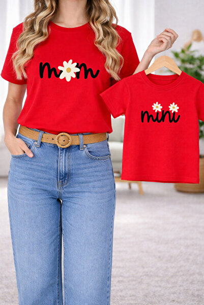 VODEXA Tricou Mamă-Fiică Combinație Oversize – Tricou cu imprimeu Mamă și Cop...