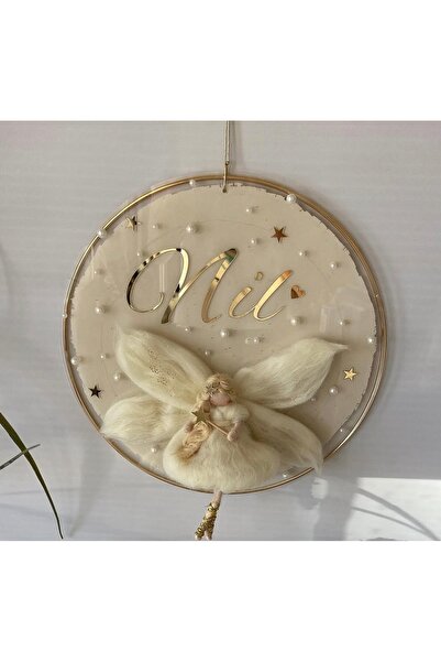 Gökçem hediyelik Bebek odası kapı süsü ( peri kız veya keçe erkek yapılabilir)