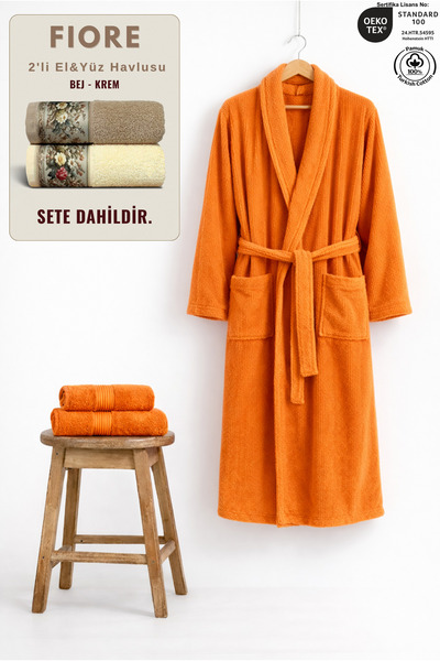 Ellaline 3-Piece Striped Women's Bathrobe Set 100% Cotton +Fiore 2-Piece Hand...