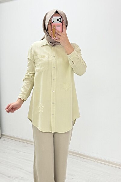 T Moda Store My Magazin Premium Fabric Star Detailed Snap Button Hijab