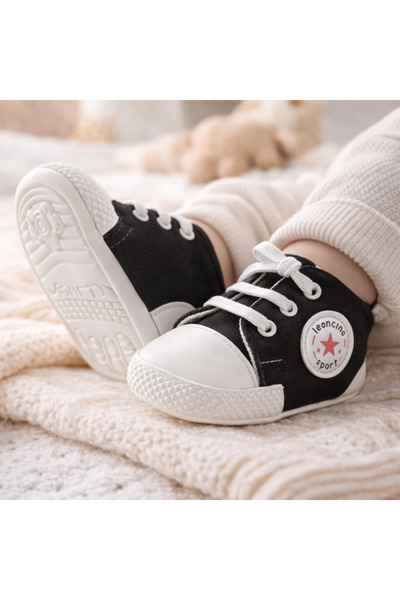 Bebelul LEONCINO μαύρα βρεφικά αθλητικά παπούτσια