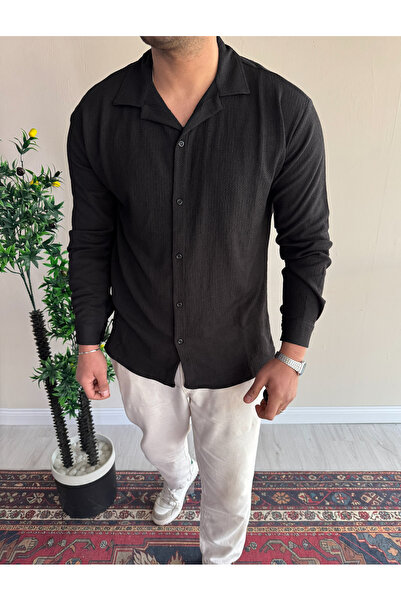 blucombin Textured Wrinkled Shirt Wide Cut Seasonal