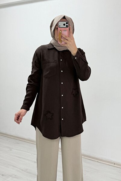 T Moda Store My Magazin Premium Fabric Star Detailed Snap Button Hijab