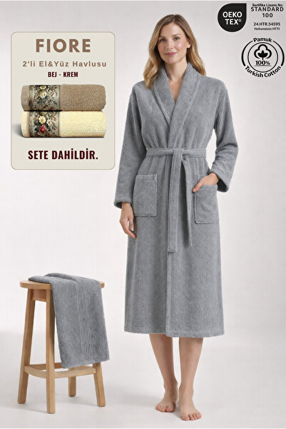 Ellaline 2-Piece Striped Women's Bathrobe Set 100% Certified Cotton + Fiore 2...