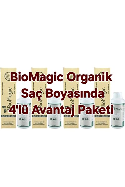 BIOMAGIC 4.00 Orta Kahve Organik Amonyaksız Saç Boyası 4 Boya+4 Oksidan
