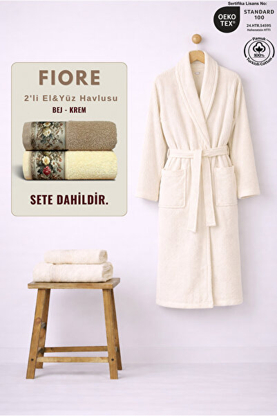 Ellaline 3-Piece Striped Women's Bathrobe Set 100% Cotton +Fiore 2-Piece Hand...