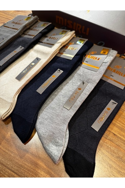 Mısırlı Men's Bamboo Seamless Plaid Striped Comfortable Socks 6-Pack