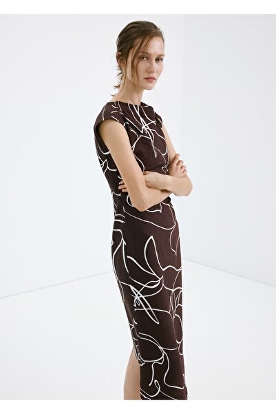 MANGO Woman Desenli volanlı elbise