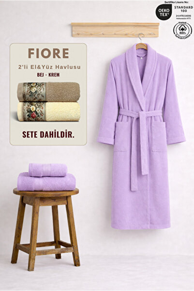 Ellaline 3 Piece Women's Shawl Bathrobe Set 100% Cotton +Fiore 2-Piece Cream ...