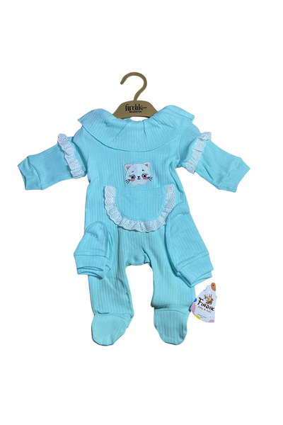 OEM Baby jumpsuit with kitty and decorative lace