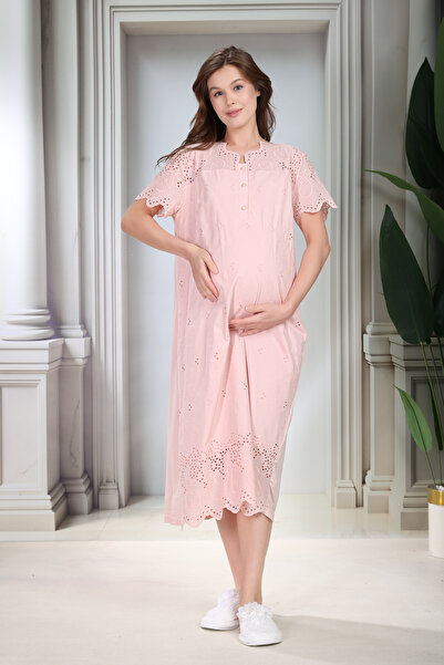 Lohussa New Season Powder Short Sleeve Buttoned Design Scallop Linen Summer 1...