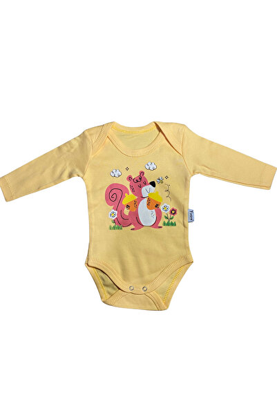 OEM Body bebe cu imprimeu veveriță și ghinde, mânecă lungă