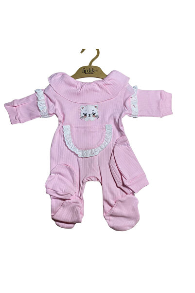 OEM Baby jumpsuit with kitty and decorative lace