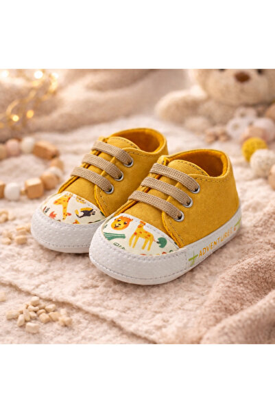 Bebelul Yellow baby sneakers with safari print - Pattini