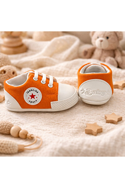 Bebelul LEONCINO baby sneakers orange laces