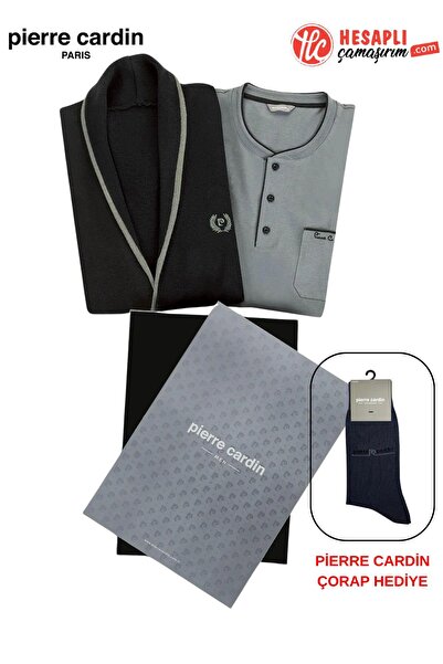 Pierre Cardin Paris Premium Men's Knitwear Robe Cotton Long Sleeve 3-Piece Gr...