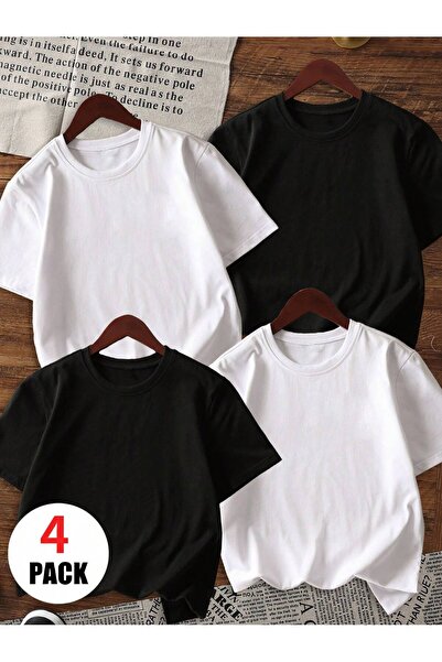 SPORTİVEA 4-Piece Children's T-Shirt Set 100% Cotton Oversize Comfortable Fit...
