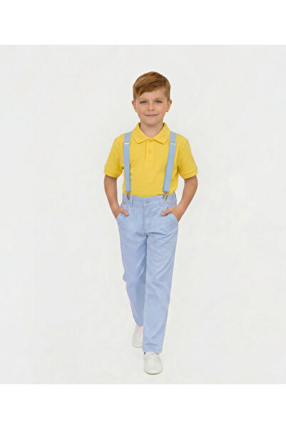 NACAR STORE Set de pantaloni albaștri și tricou cu guler galben pentru băieți...