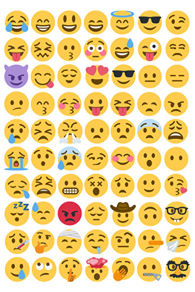 Hanelia Art 70 Adet Karışık Emoji Sticker Seti – Renkli Duygu İfadeleri | Lap...