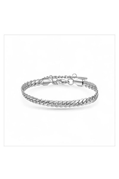 ESJ Stainless Steel Snake Back Cuban Style Unisex Bracelet 6 mm 17 + 5 cm