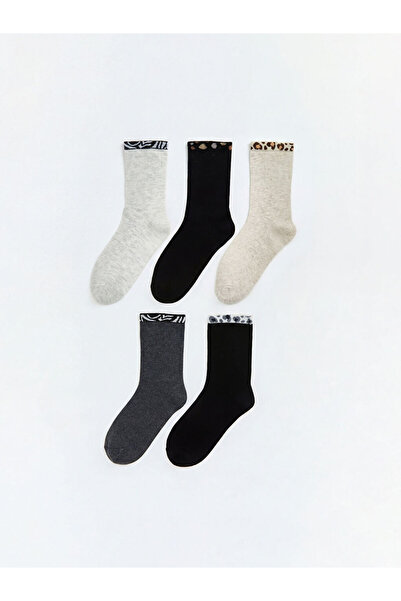 LC Waikiki Rmz Gi̇yi̇m Farkiyla Embroidered Women's Socks 5-Pack