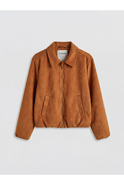 LC Waikiki Peak New Season Shirt Collar Girls' Suede Coat