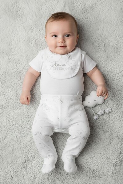 Rock A Bye Baby Boutique Toddlers Boy 10 Pieces Hanging Gift Set, White