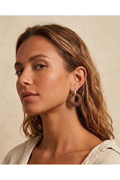 FiveStudio أقراط نسائية من الجلد السويدي البني بتصميم بوهيمي - تصميم عتيق مع ...