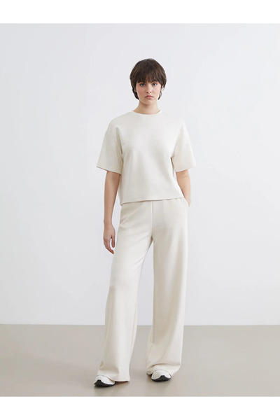 LC Waikiki Beige Wide Leg Soft Touch Women's Sweatpants