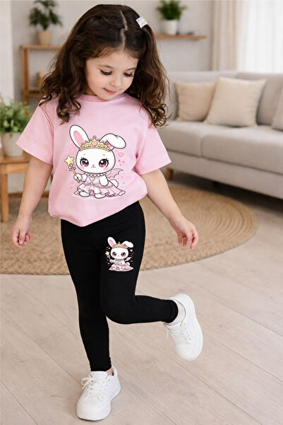 CACTUS COLLECTION SET PRINCESS RABBIT PRINTED TOP ȘI PANTALONI STRÂNGUȚI