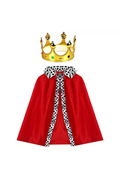 Go İthalat Kral Kostüm Pelerini ve Altın Renk Kral Tacı Çocuk Boy 90 cm (5381)