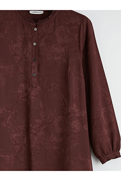 LC Waikiki Φόρεμα με βολάν και σχέδια σε μπορντό χρώμα