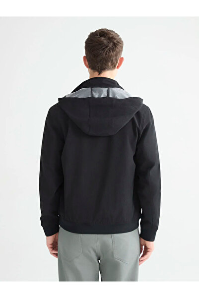 LC Waikiki Men's Black Standard Fit Hooded Coat