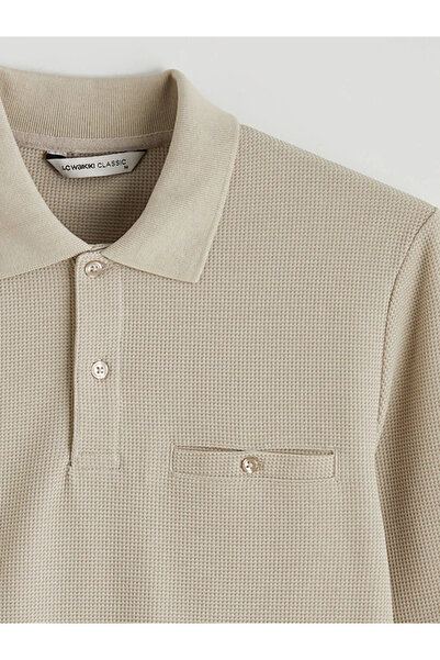 LC Waikiki Ανδρικό φούτερ με λαιμόκοψη σε μπεζ χρώμα